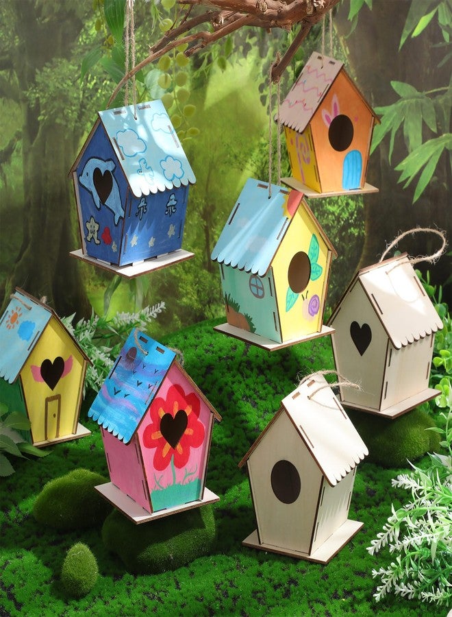 DoubleFill مجموعة DoubleFill المكونة من 12 قطعة من بيوت الطيور الخشبية مقاس 4.33 بوصة، مثالية للأطفال في فصل الربيع، حيث يمكنهم بناء وتلوين بيوت الطيور المعلقة غير المكتملة، بالإضافة إلى مغذيات الطيور الربيعية بكميات كبيرة، وهي مناسبة للفصول الدراسية، كما أنها مثالية لأعمال فنية إبداعية لعيد الحب. - Image 4